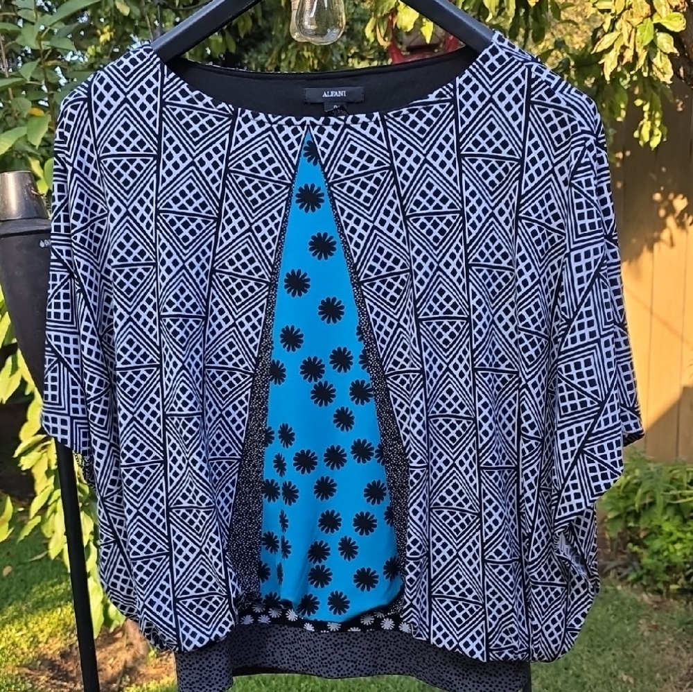 Alfani Black and Blue Patterned Sweater